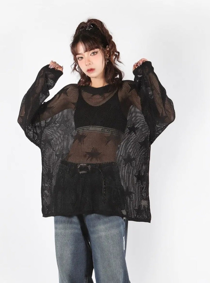 'Throw it Away' Punk Star Oversized Mesh Smock