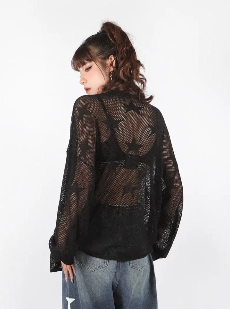 'Throw it Away' Punk Star Oversized Mesh Smock