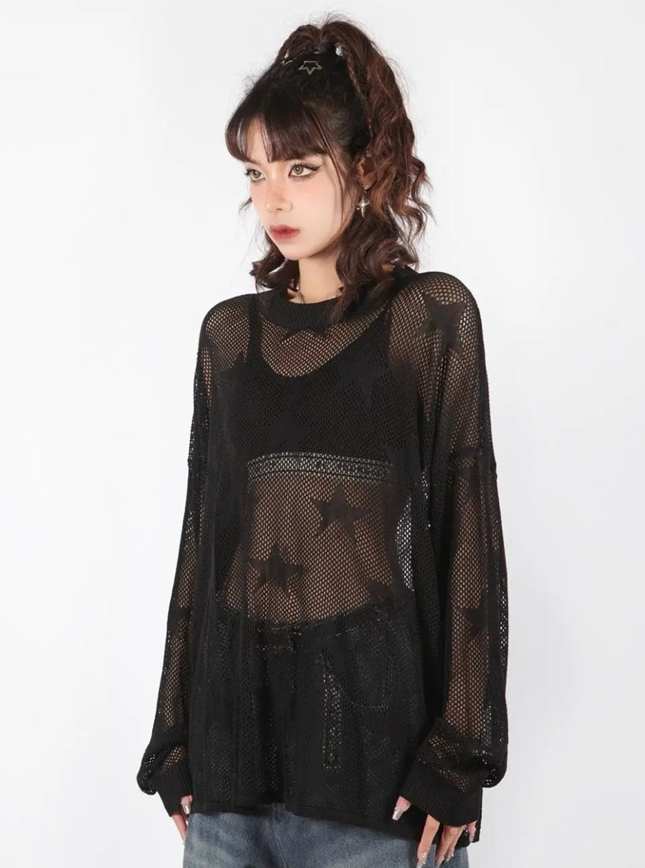 'Throw it Away' Punk Star Oversized Mesh Smock