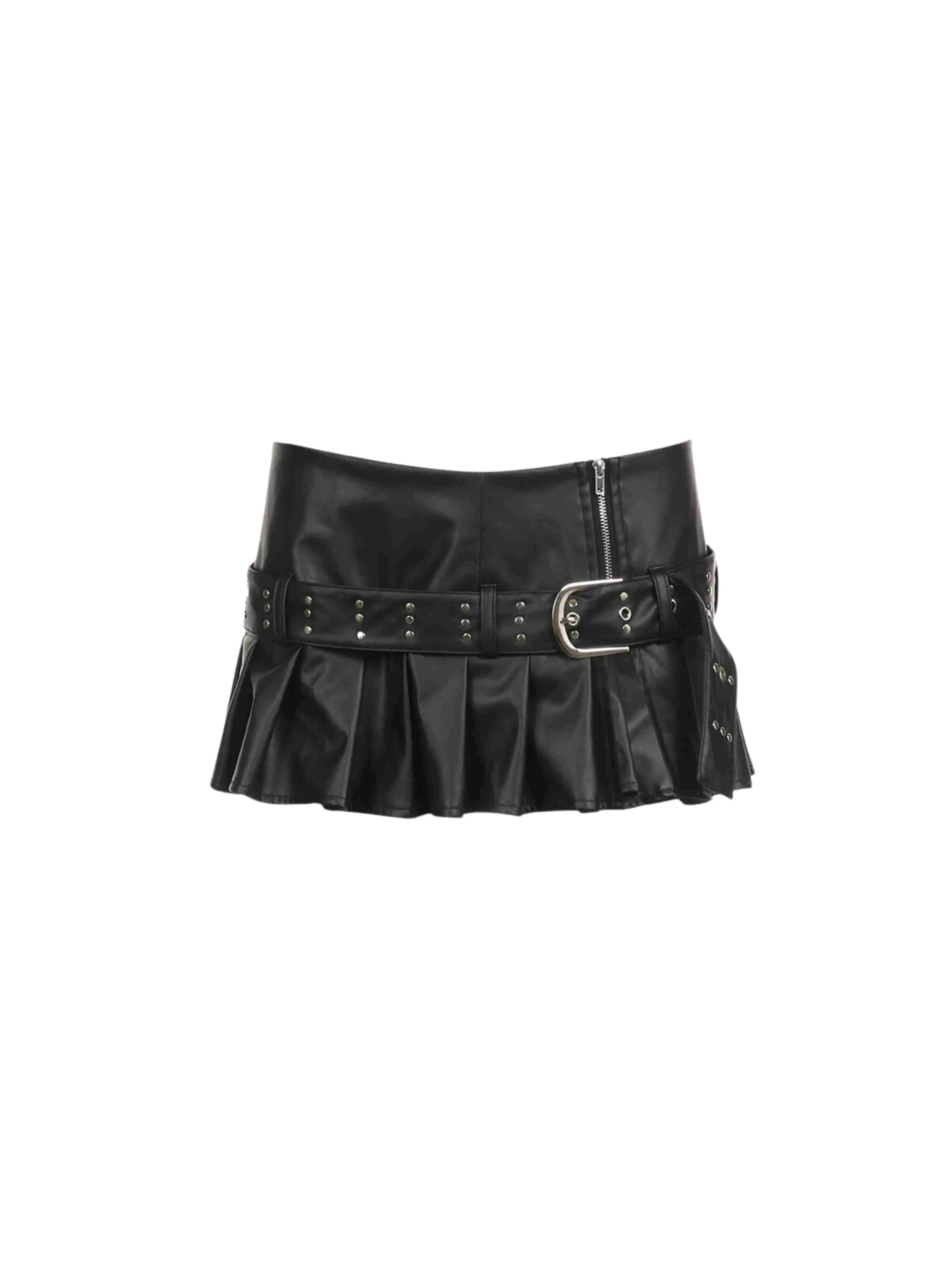 'Time's Up' Punk Midi Leather Buckle Skirt