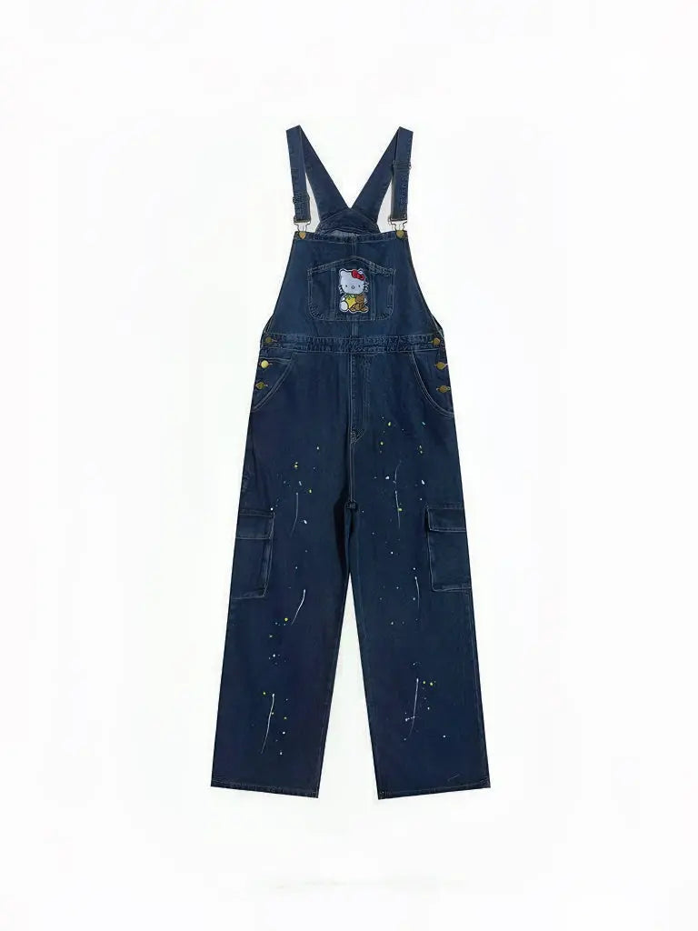 'Tom Boy' Kawaii Streetwear Kitty Oversized Dungarees