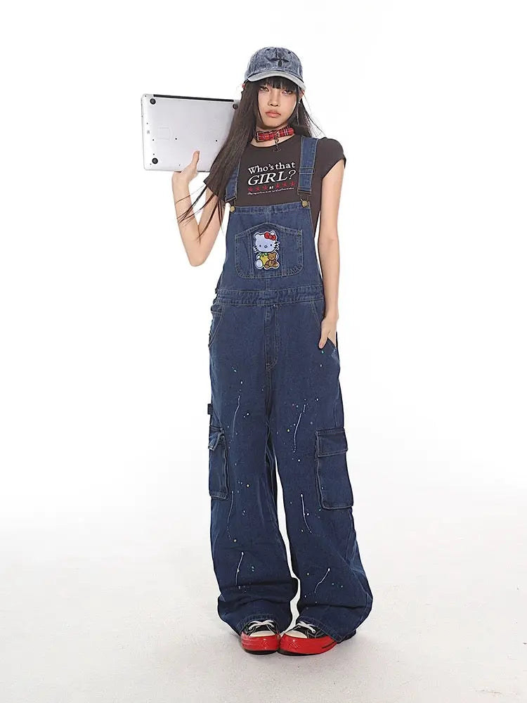 'Tom Boy' Kawaii Streetwear Kitty Oversized Dungarees