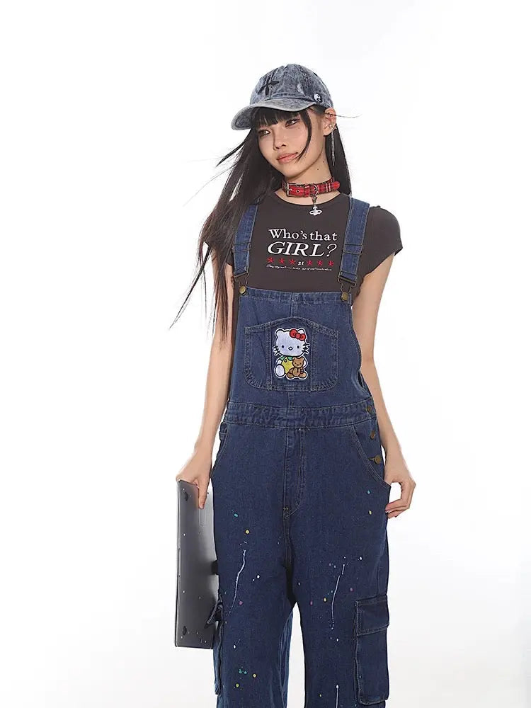 'Tom Boy' Kawaii Streetwear Kitty Oversized Dungarees