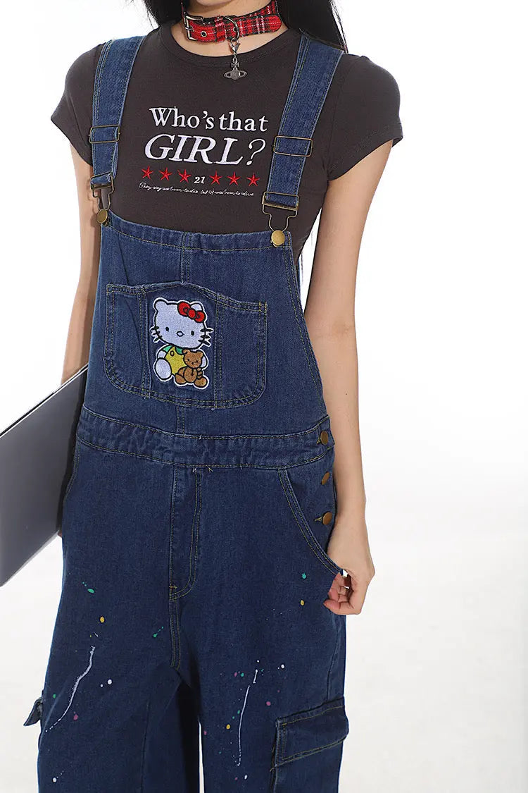 'Tom Boy' Kawaii Streetwear Kitty Oversized Dungarees