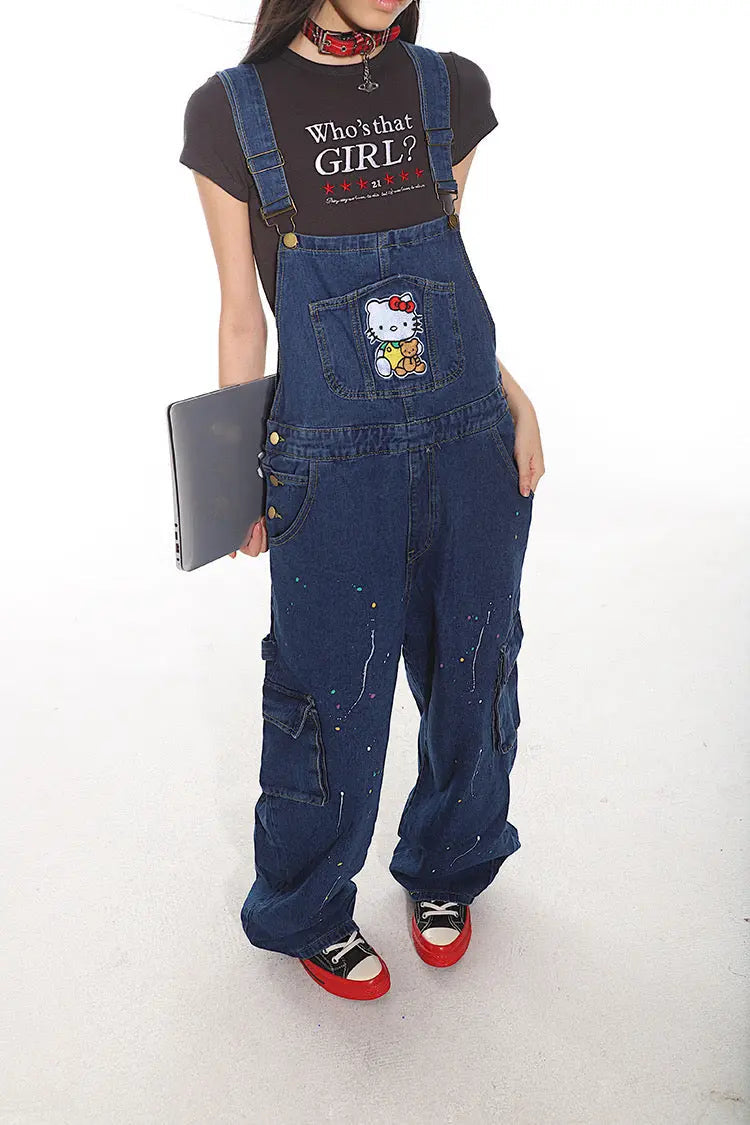 'Tom Boy' Kawaii Streetwear Kitty Oversized Dungarees