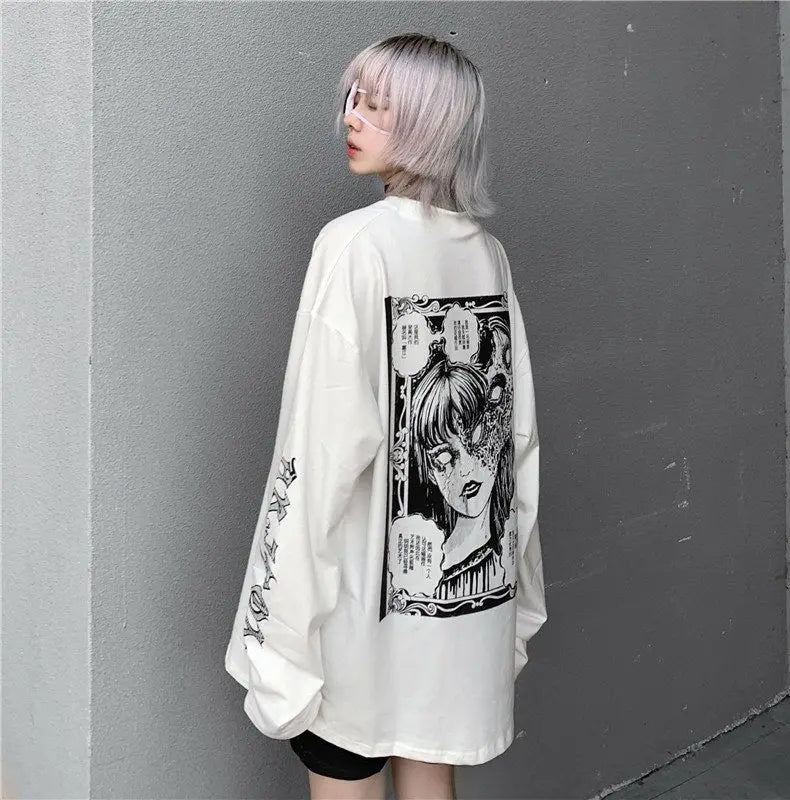 'Tomie' Printed Cotton Harajuku Shirts