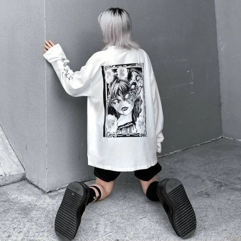 'Tomie' Printed Cotton Harajuku Shirts