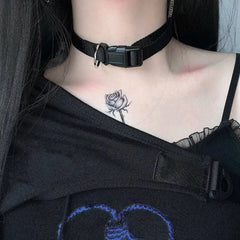 'Too Close' Cyber Police Dark Buckle Necklace Chokers