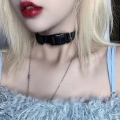 'Too Close' Cyber Police Dark Buckle Necklace Chokers