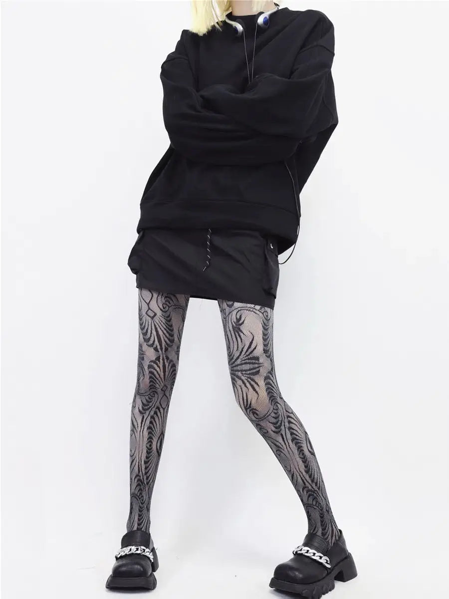 'Totem' Pastel Lace Hollow-out Tights