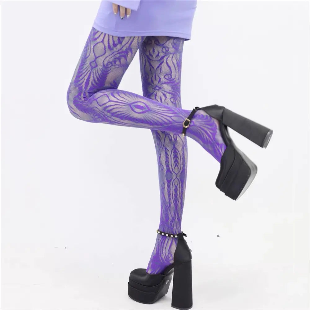 'Totem' Pastel Lace Hollow-out Tights