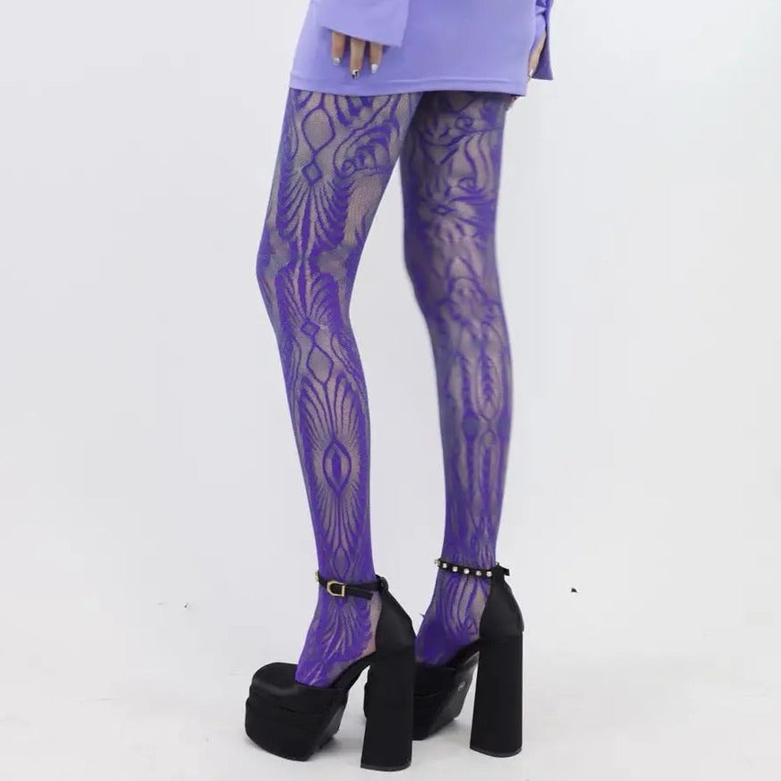 'Totem' Pastel Lace Hollow-out Tights