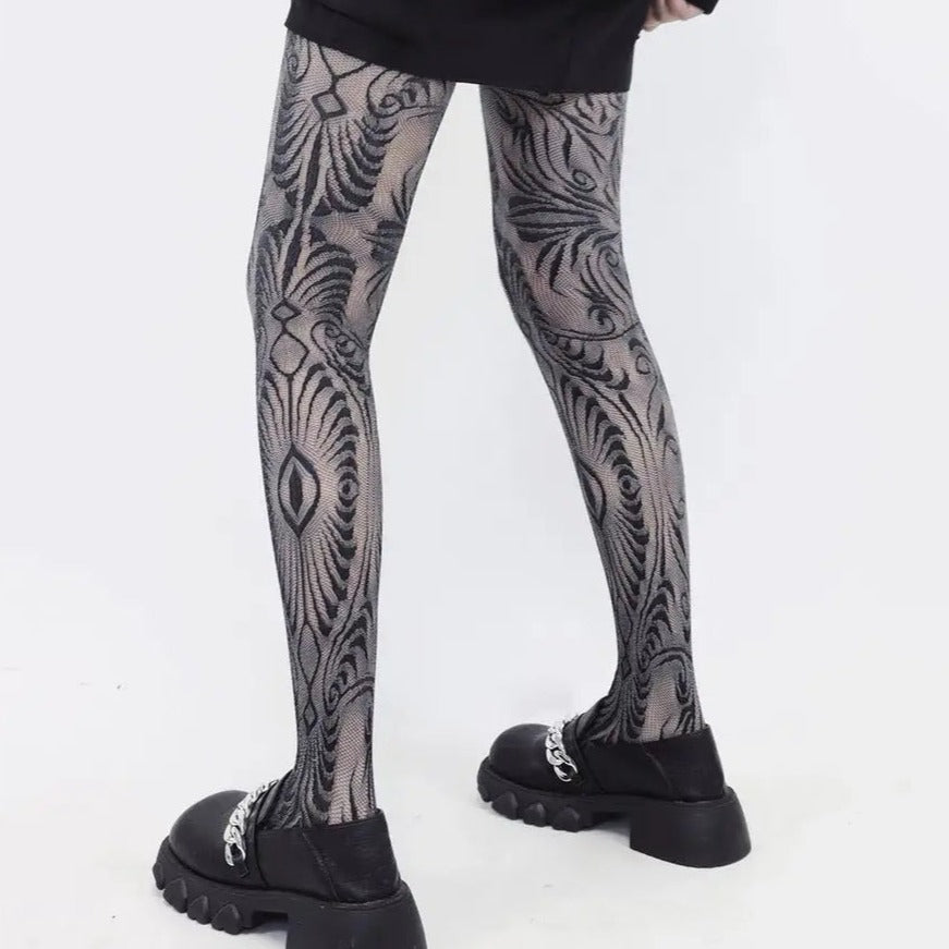 'Totem' Pastel Lace Hollow-out Tights