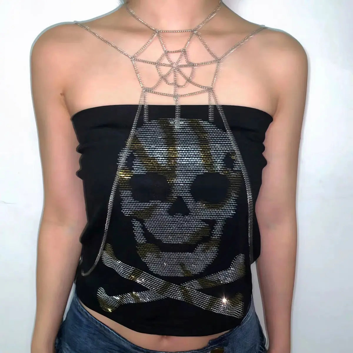 'Trapped' Punk Spider Web  Body Chain