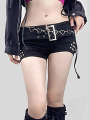 'Trauma' Punk Sexy Rivet Low Waist Mini Shorts