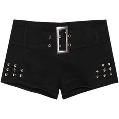 'Trauma' Punk Sexy Rivet Low Waist Mini Shorts