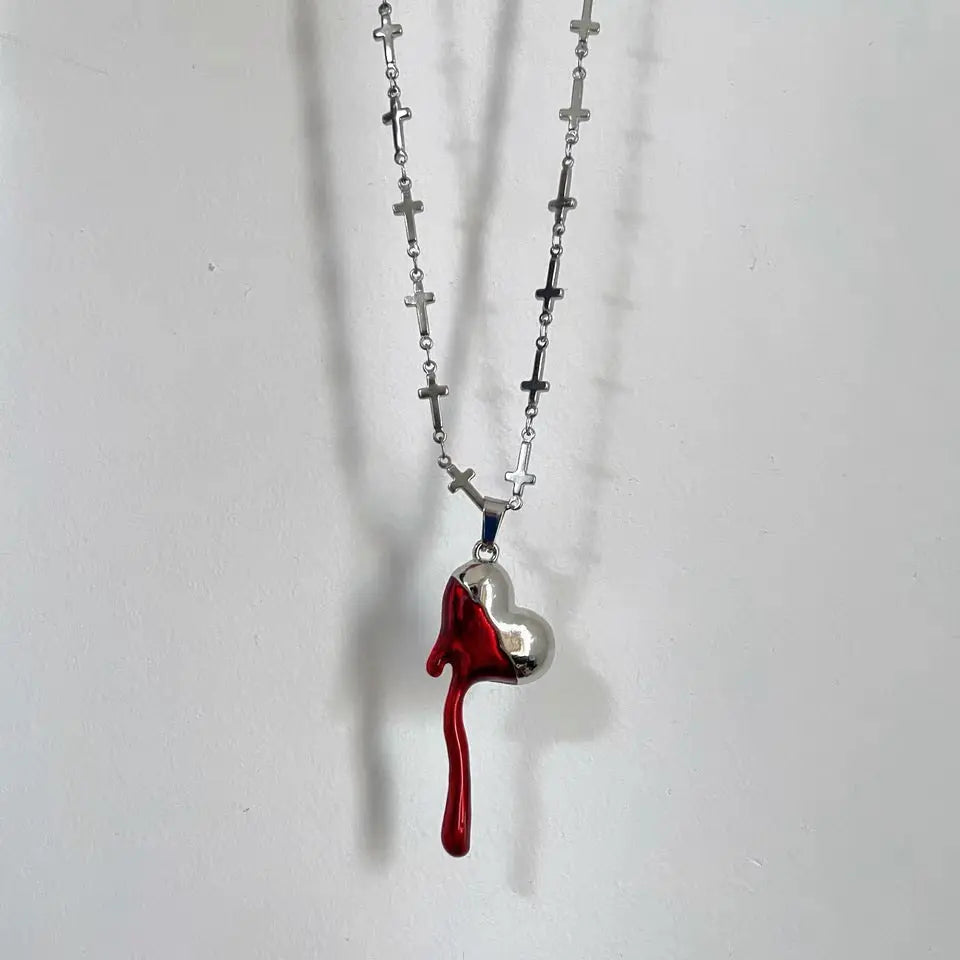 'Traumatized' Melting Heart Shape Necklace