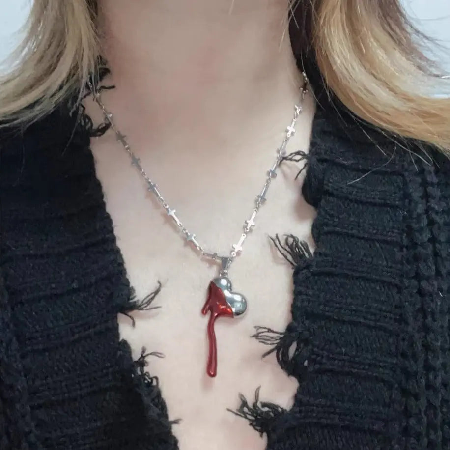 'Traumatized' Melting Heart Shape Necklace