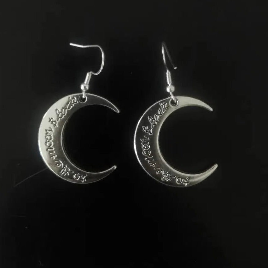 'Traveler' Goth Moon Shape Earrings