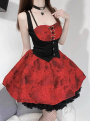 'True Blood' Red Embroidery Lace-Up Dress