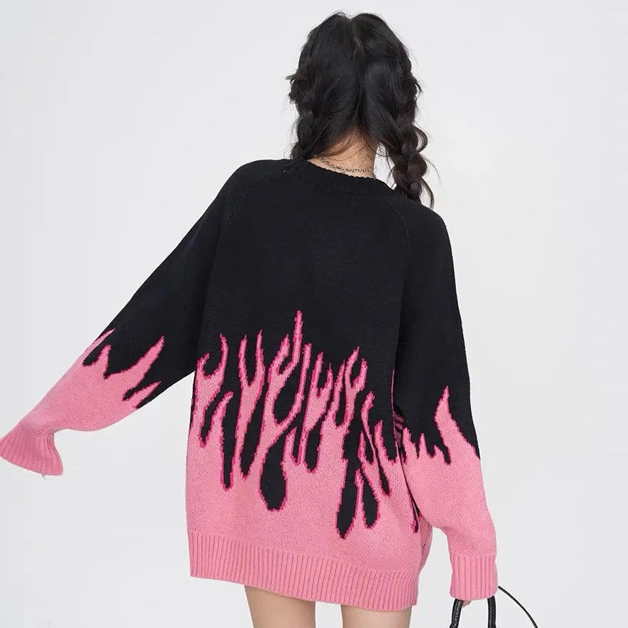 'Twin Flame' Oversized Flaming Sweaters