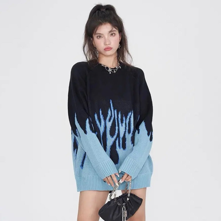 'Twin Flame' Oversized Flaming Sweaters