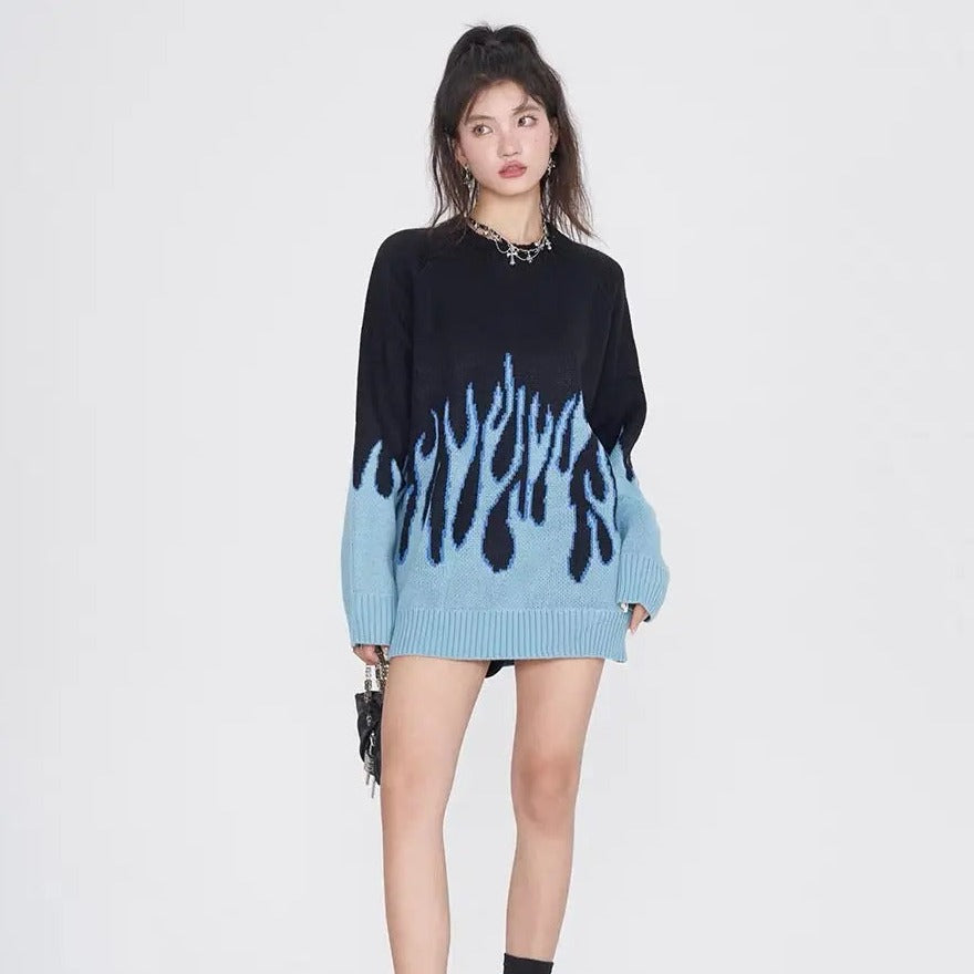 'Twin Flame' Oversized Flaming Sweaters