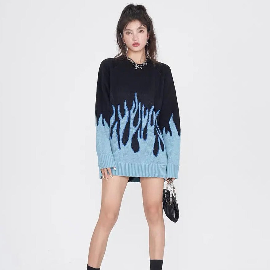 'Twin Flame' Oversized Flaming Sweaters