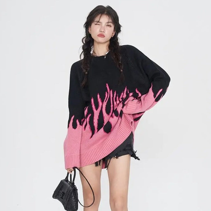 'Twin Flame' Oversized Flaming Sweaters