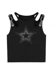 'Twinkle' Y2k Sequins Buckle Tank Top