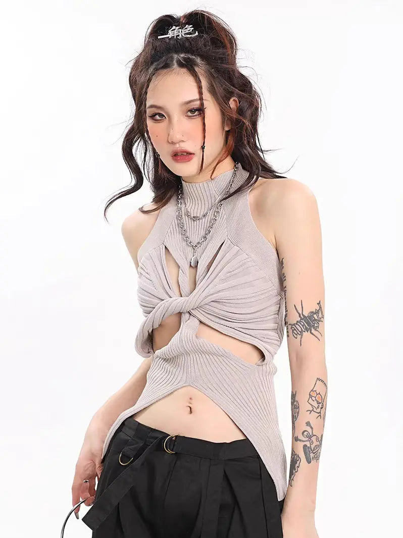 'Twisted Zone' Tech-wear Hollow Out Cami Top