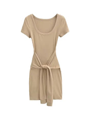 'Typa Girl' Streetstyle Basic Tie Up Nudy Dress