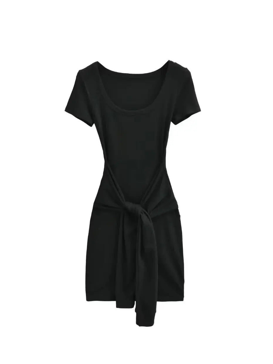 'Typa Girl' Streetstyle Basic Tie Up Nudy Dress