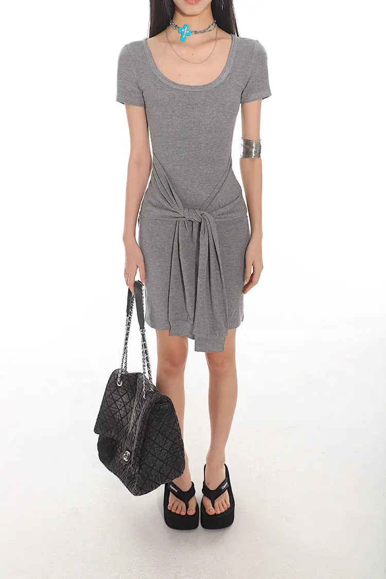 'Typa Girl' Streetstyle Basic Tie Up Nudy Dress