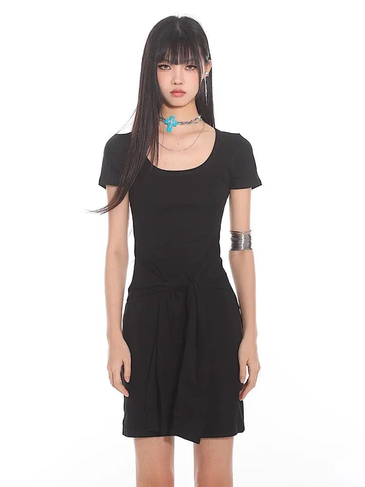 'Typa Girl' Streetstyle Basic Tie Up Nudy Dress