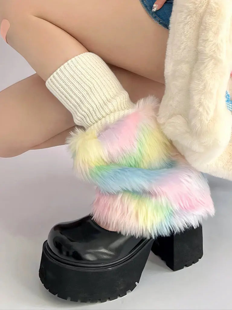 'Utopia' Pastel Pride Moth Fluffy Leg Warmers