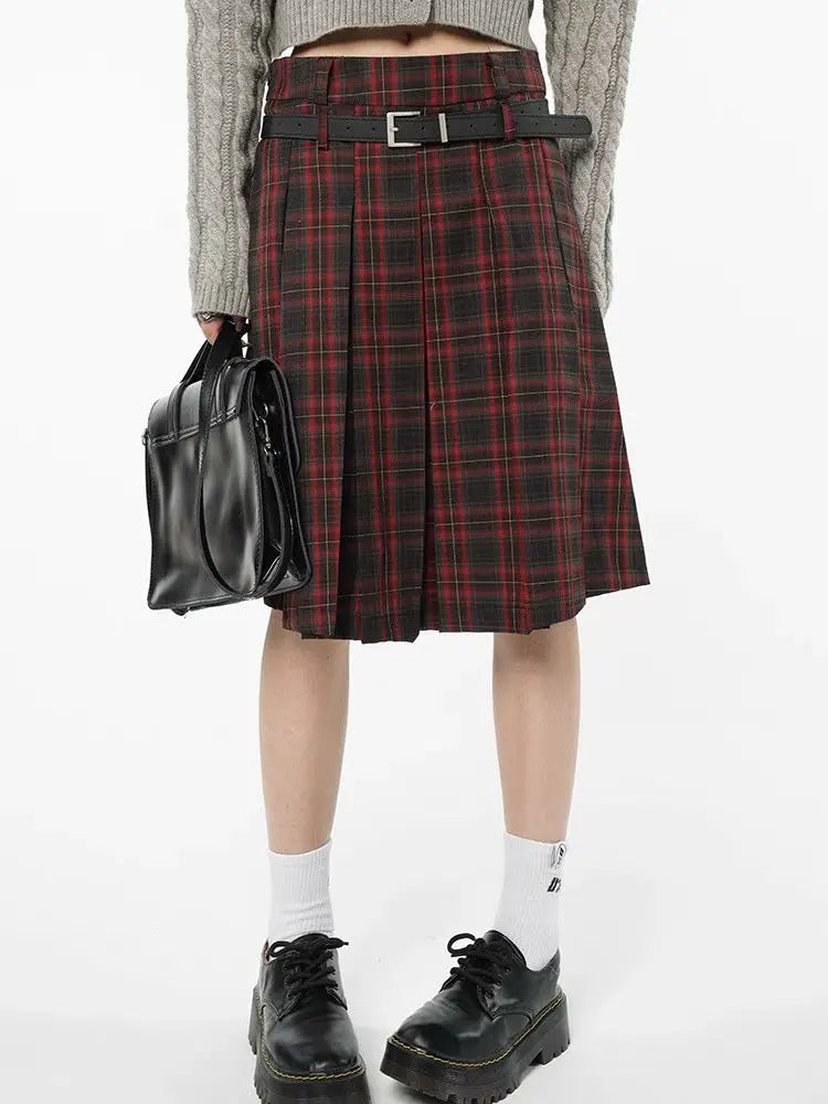 'Vampire High' Dark Red Checkerboard Skirt