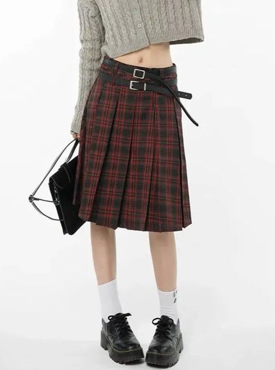 'Vampire High' Dark Red Checkerboard Skirt