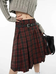 'Vampire High' Dark Red Checkerboard Skirt