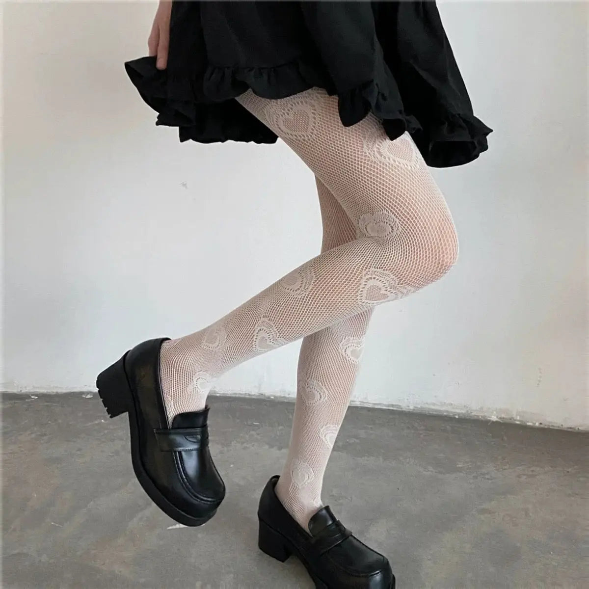 'Vapor Wave' Pastel Colorful Heart Hollow Out Tights