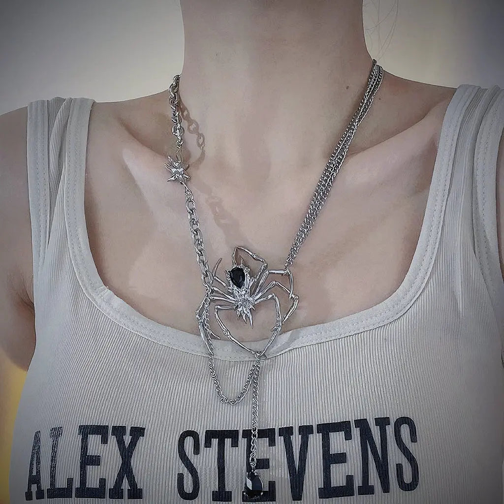 'Venomous' Punk Spider Metal Necklace