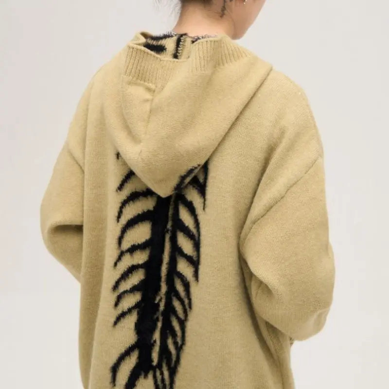 'Vine' Spine Knit Sweater Hoodie