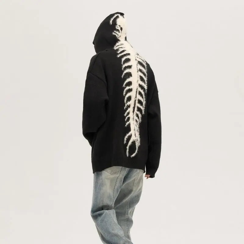 'Vine' Spine Knit Sweater Hoodie