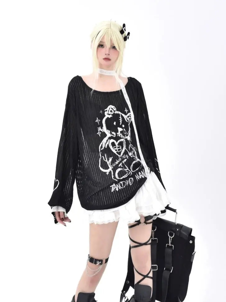 'Voodoo Bear' Harajuku Kawaii See-through Shirts