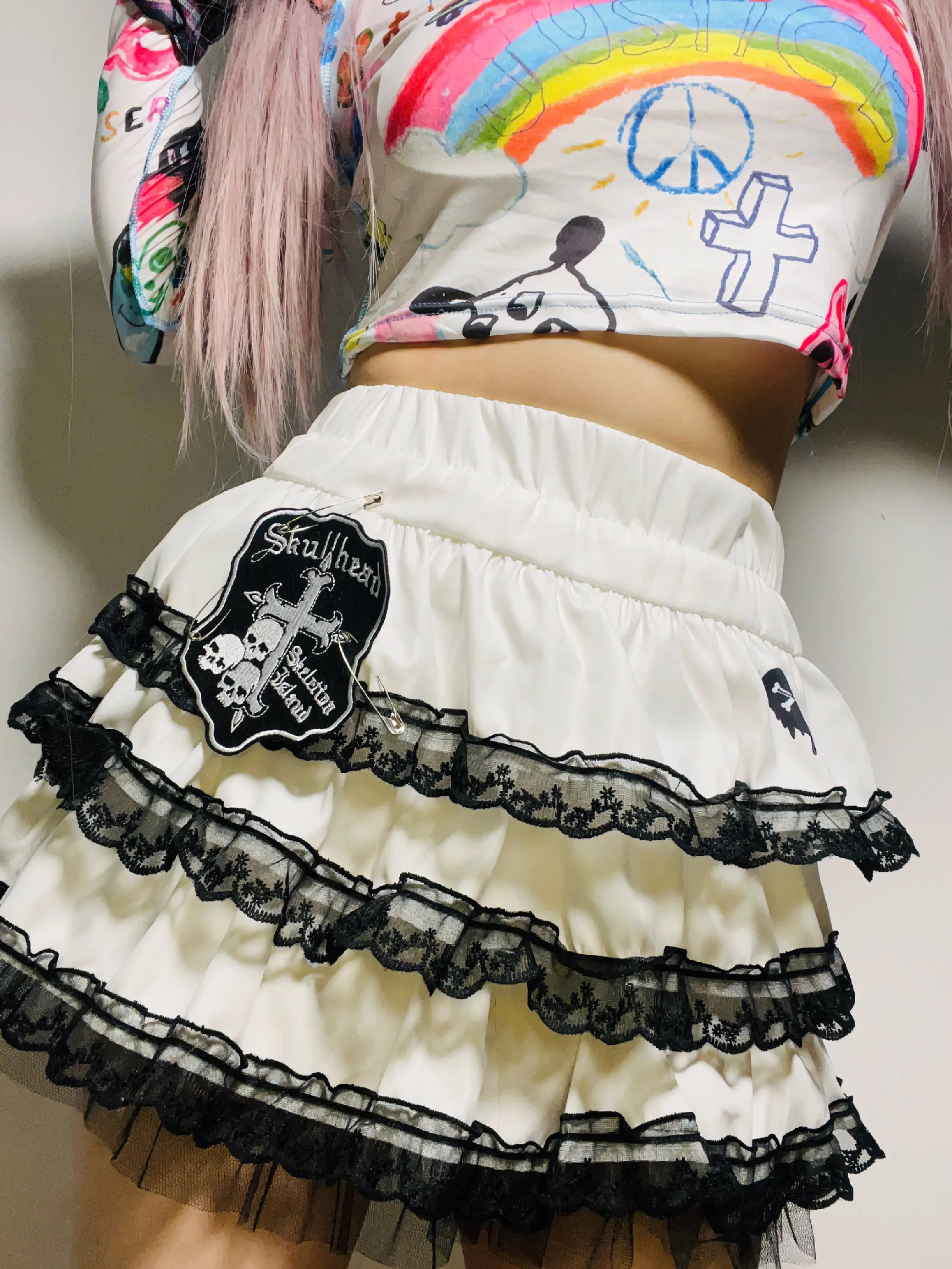 'Wanted' Harajuku Black & White Tutu Skirt