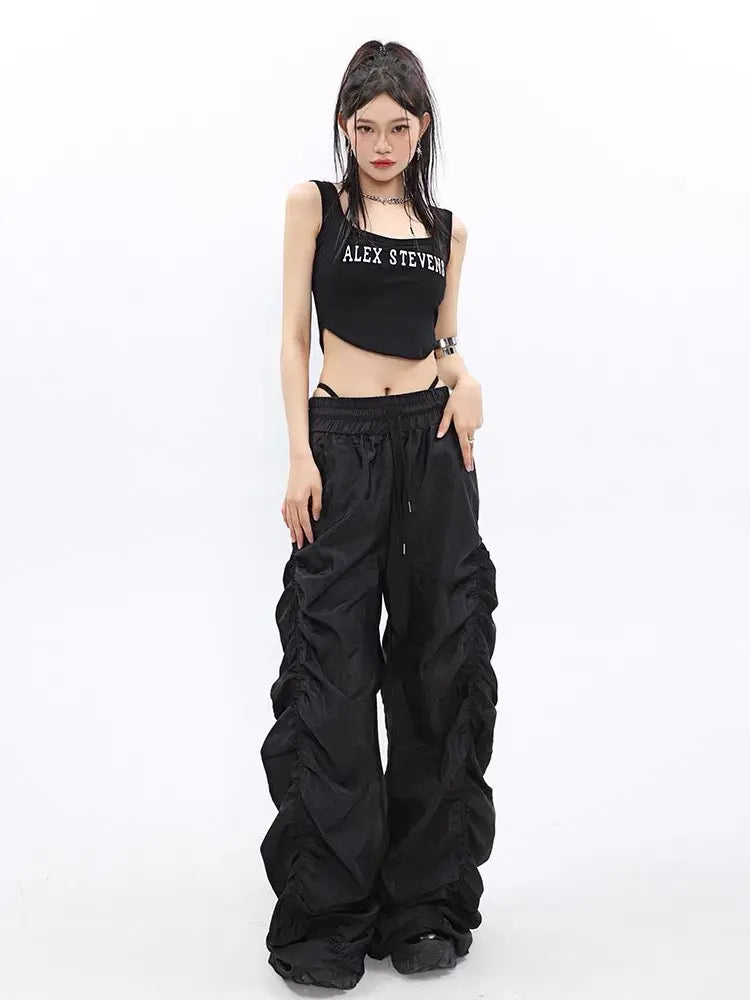 'Wave' Loose High Waist Ruched Pants