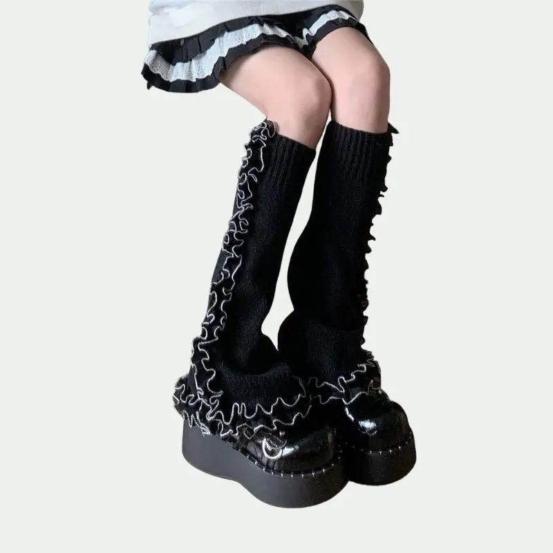 'Wavy' Y2k Solid Ruffle Leg Warmer