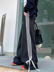 'Weakness' Ribbon Striped Wide Leg Pants