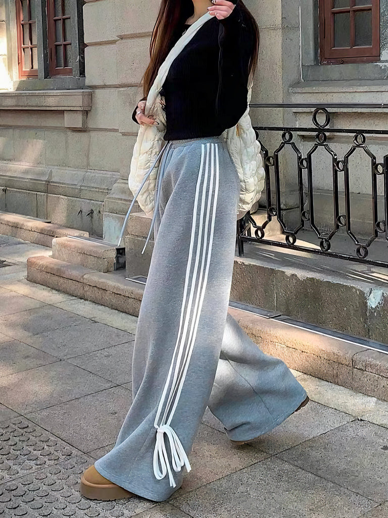 'Weakness' Ribbon Striped Wide Leg Pants