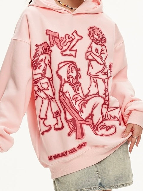 'Weeeee' Streetstyle Pink Graffiti  Oversized  Hoodie